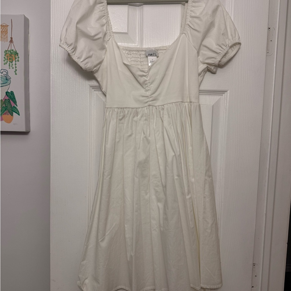 rue21 Cream Smocked Bodice Dress